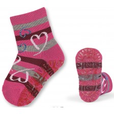 Детски чорапи със силиконова подметка Sterntaler - Със сърчица, 25/26, 3-4 години
