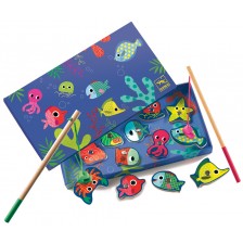 Детска игра с магнитни фигури Djeco - Цветен риболов -1