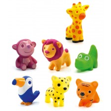 Комплект гумени играчки-гризалки Djeco - Животни от саваната, 7 броя -1