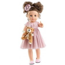 Дрехи за кукла Paola Reina - Розова рокля с панделка, 42 cm -1
