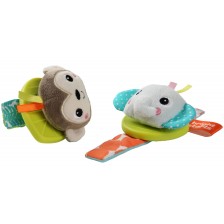 Дрънкалка за ръка Bright Starts - Wrist Pals Toy, Маймунка и слон