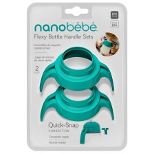 Дръжки за силиконови бутилки Nanobebe - 2 броя, минт