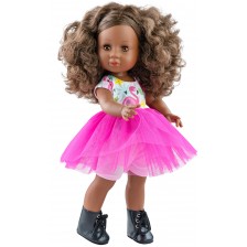 Дрехи за кукла Paola Reina Soy Tú - Рокля с фламинго и розов тюл, 42 cm