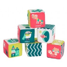 Дрънкащи кубчета Miniland - Eсо, меки и цветни -1