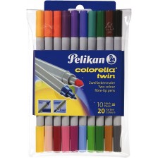 Двуцветни флумастери Pelikan Colorella Twin - 20 цвята -1
