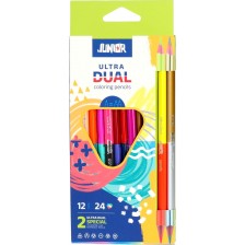 Двувърхи цветни моливи Junior - Ultra Dual, 12 броя -1