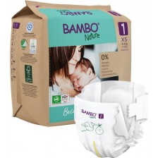 Еко пелени за еднократна употреба Bambo Nature - 22 броя, размер 1, XS, хартиена опаковка -1