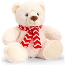 Eкологична плюшена играчка Keel Toys Keeleco - Полярна мечка с шалче, 25 cm