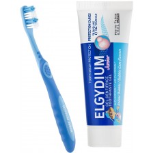 Elgydium Junior Комплект - Паста за зъби, дъвка, 50 ml + Детска четка за зъби, Soft -1