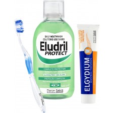 Elgydium & Eludril Комплект - Антикариесна паста и Вода за уста, 75 + 500 ml + Четка за зъби, Soft -1