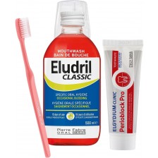 Elgydium Clinic & Eludril Комплект - Паста за зъби и Вода за уста, 50 + 500 ml + Четка за зъби, Soft -1