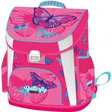Ергономична ученическа раница Lizzy Card Pink Butterfly - Premium