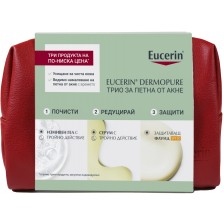 Eucerin Dermopure Комплект - Трио за петна от акне, с несесер, 3 части (Лимитирано) -1