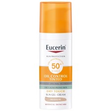 Eucerin Sun Оцветен слънцезащитен гел-крем за лице Oil Control, SPF 50+, Тъмен, 50 ml -1