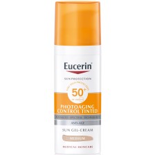 Eucerin Sun Оцветен слънцезащитен гел-крем Photoaging Control, SPF 50+, Тъмен, 50 ml