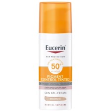 Eucerin Sun Оцветен слънцезащитен гел-крем за лице Pigment Control, тъмен, SPF50+, 50 ml -1