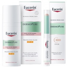 Eucerin DermoPure Комплект - Стик-коректор и Защитаващ флуид, SPF30, 2 g + 50 ml -1