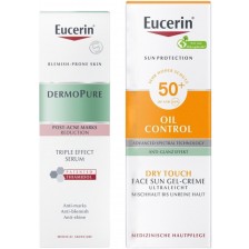 Eucerin DermoPure & Sun Комплект - Серум с тройно действие и Гел-крем, SPF50+, 40 + 50 ml -1