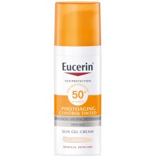 Eucerin Sun Оцветен слънцезащитен гел-крем Photoaging Control, SPF 50+, Светъл, 50 ml