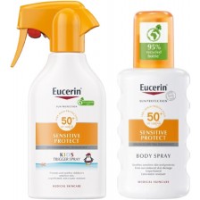 Eucerin Sun Комплект - Слънцезащитен спрей за деца и Спрей за тяло, SPF50+, 250 + 200 ml