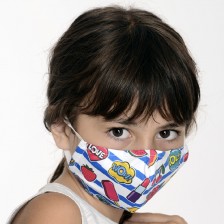 Детска предпазна маска - Fun, двуслойна, с метален стек, 6-12 години -1