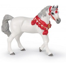 Фигурка Papo Horse, Foals and Ponies - Бял арабски кон, с червени украшения -1