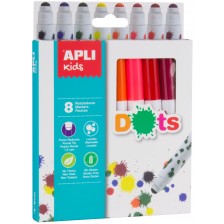 Комплект флумастери APLI - Точки, 8 цвята