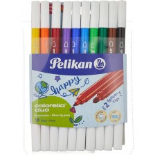 Флумастери Pelikan Colorella Duo - 10 цвята, 2 дебелини на писане -1