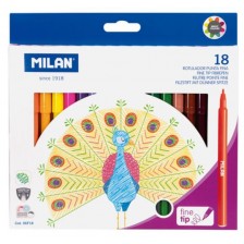 Флумастери с тънък връх Milan - 18 цвята -1
