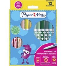 Флумастери Paper Mate - Kids Colouring, 12 цвята