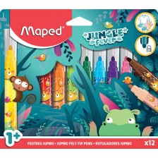 Флумастери Maped Jungle Fever - Jumbo, 12 цвята -1