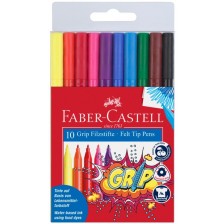 Флумастери Faber-Castell Grip - 10 цвята