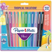 Флумастери Paper Mate Flair - Tropical Vacation, 12 цвята