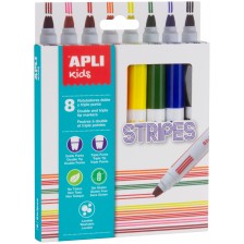 Комплект флумастери APLI - Двойна линия, 8 цвята -1