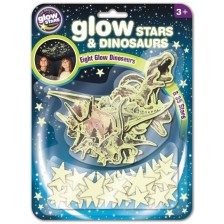 Фосфоресциращи стикери Brainstorm Glow - Звезди и динозаври, 43 броя 