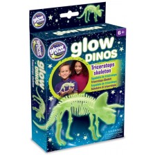 Фосфоресцираща фигурка Brainstorm Glow Dinos - Трицератопс, скелет -1