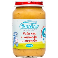 Пюре Ganchev - Риба хек с картофи и моркови, 190 g -1