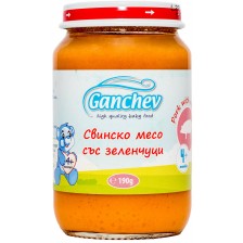 Пюре Ganchev - Свинско със зеленчуци, 190 g -1