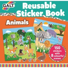 Книжка със стикери Galt - Животни, 150 стикера за многократна употреба