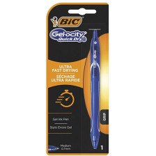 Гел химикалка BIC Gel-ocity - Quick Dry, 0.7 mm, блистер, синя -1