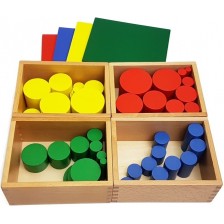 Игрален комплект Smart Baby - Цветни цилиндри Монтесори, дървени -1