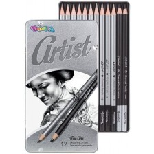 Графитни моливи Colorino Artist - 12 броя, в метална кутия -1