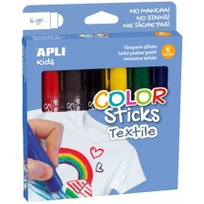 Комплект гваш стик APLI - За текстил, 6 цвята -1