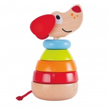 Музикална играчка Hape - Кученце, с цветни рингове -1