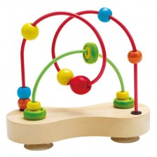 Детска игра Hape - Броеница с дървена основа, малка -1