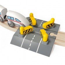 Игрален комплект Hape - Автоматични прегради при пресичане на ЖП линии