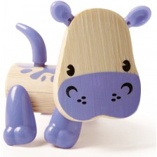 Детска играчка от бамбук Hape - Мини животинка Хипопотам -1