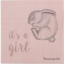 Хартиени салфетки Bloomingville - It's a girl, розови -1