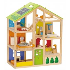 Детска дървена куклена къща HaPe International - С обзавеждане -1