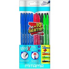 Химикалка Mitama - Sferix, 1 mm, 4 цвята, 10 + 10 броя -1